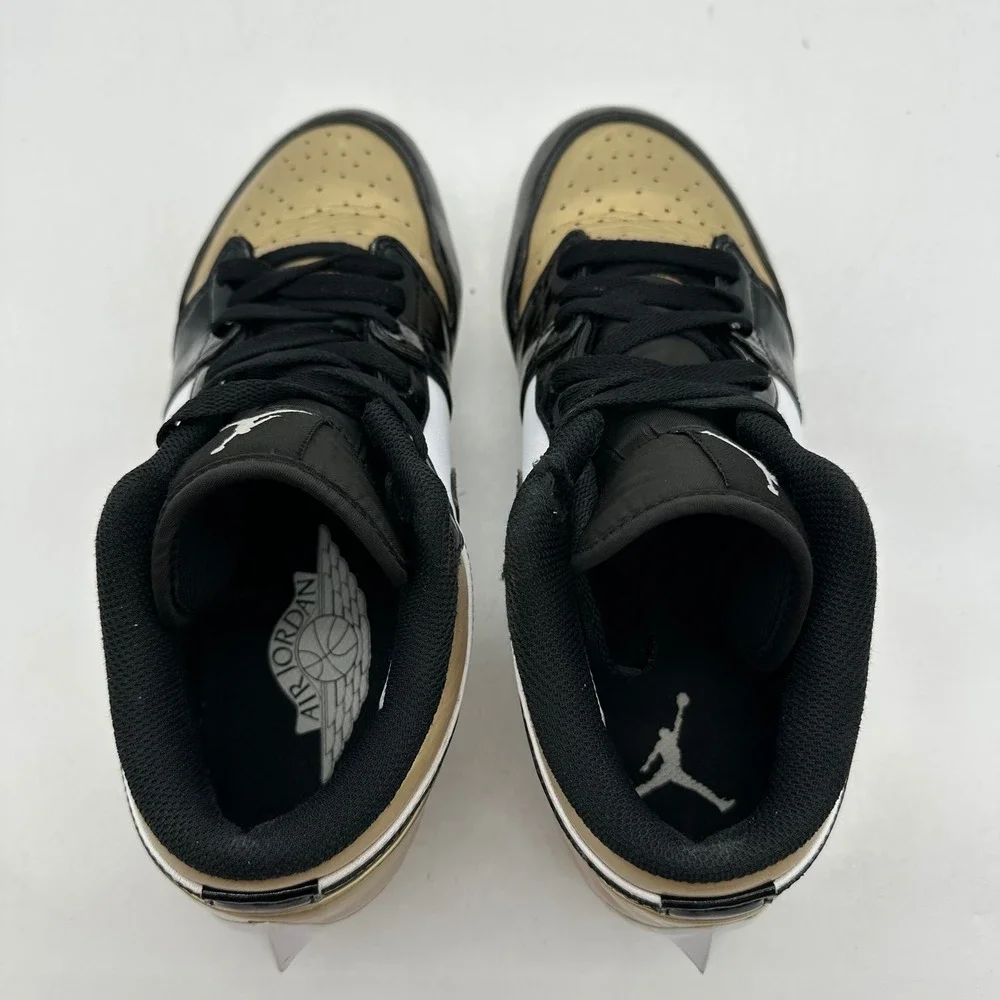 Nike FJ6245-701 Mens Size 9 Air Jordan 1 Low TD Patent Gold Toe Football Cleats